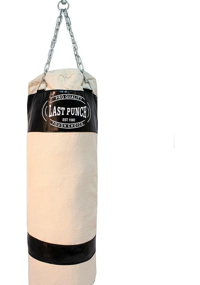 Last Punch Heavy Duty Black Canvas Punching Bag with Chains for Boxing Practice
